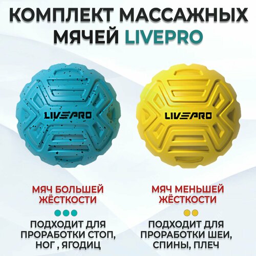 Мяч массажный спортивный для МФР Мяч массажный для стопы LIVEPRO диаметр 68 см комплект из 2 шт 1350₽