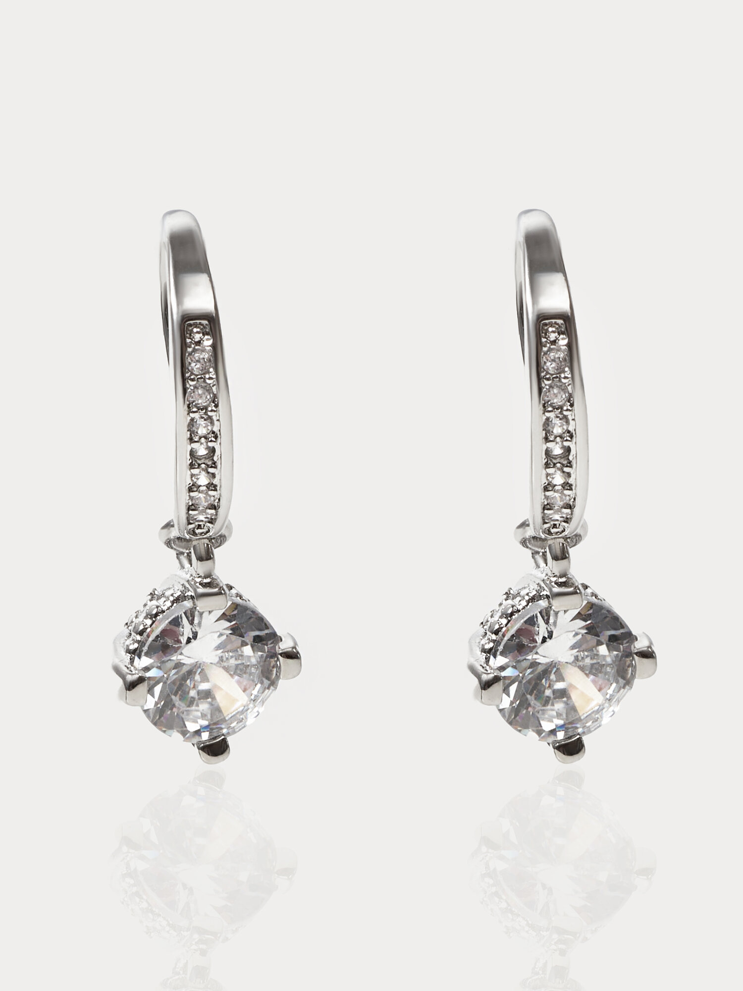 Серьги с подвесками Shine & Beauty, кристаллы Swarovski, размер 20 мм, серебряный
