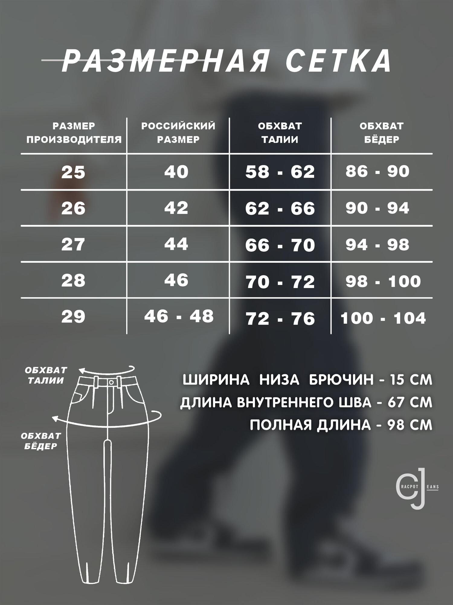 Джинсы CRACPOT Джинсы женские CRACPOT слоучи, размер 27, синий — фото 1