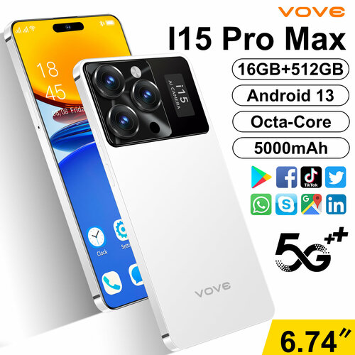 Игровой смартфон i15 Pro Max 16512 ГБ 5000 мАч 90 Гц 11836₽