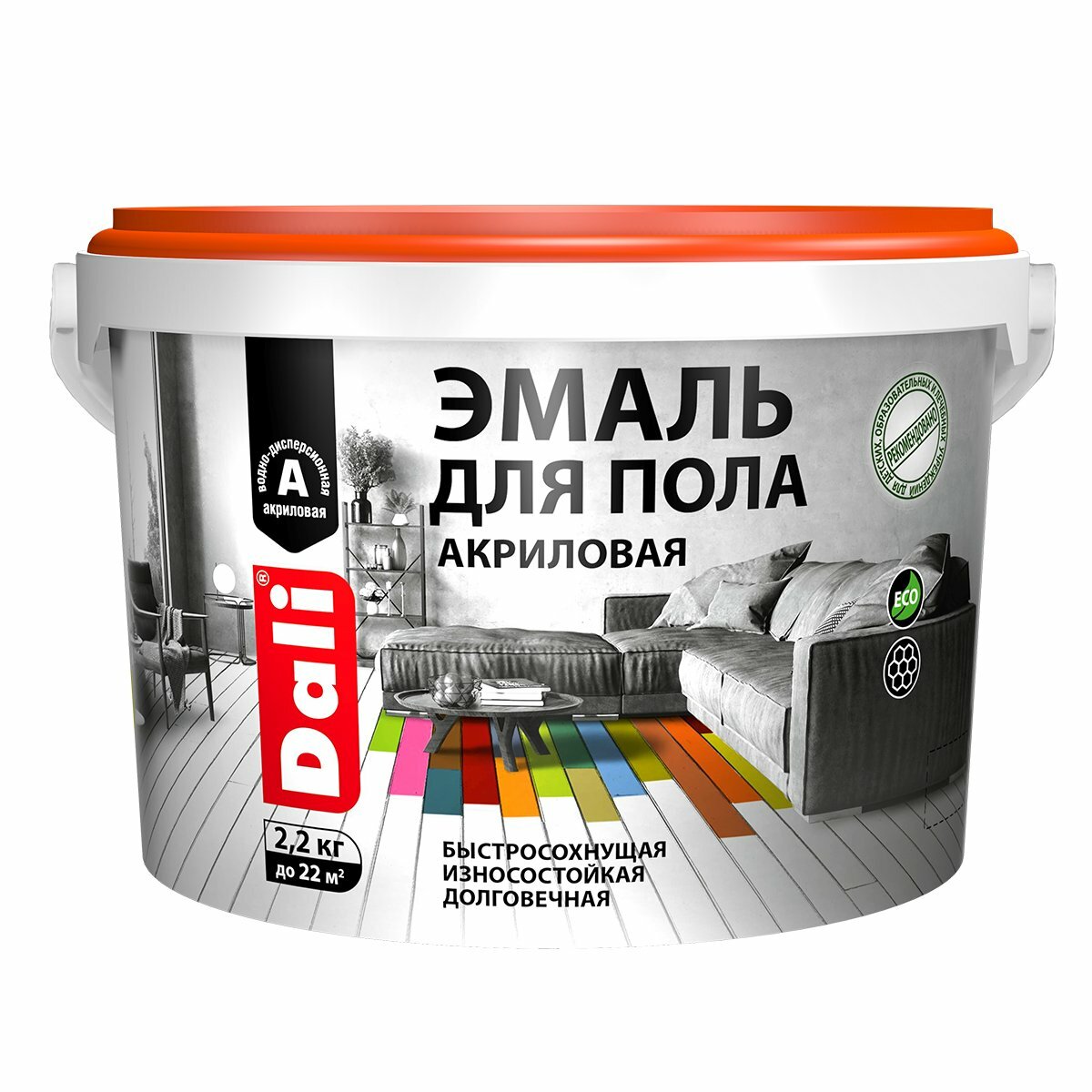 Эмаль для пола Dali акриловая полуглянцевая 22 кг орех 1шт пластиковое ведро