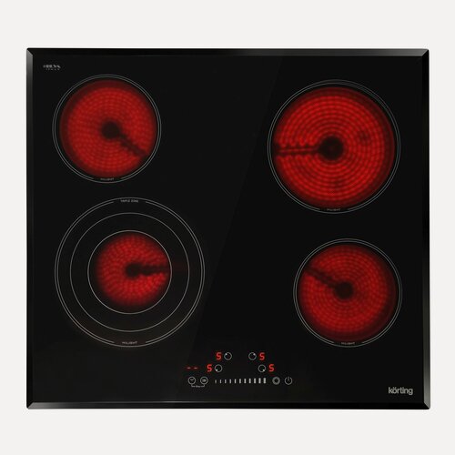 Изображение товара Электрическая варочная панель Korting HK 63500 B ширина 60 см, 4 конфорки, сенсорный слайдер, черный