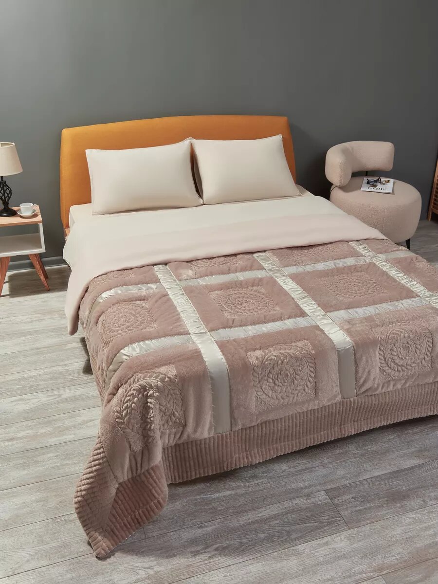 Плед 220х240 Евро бежевый