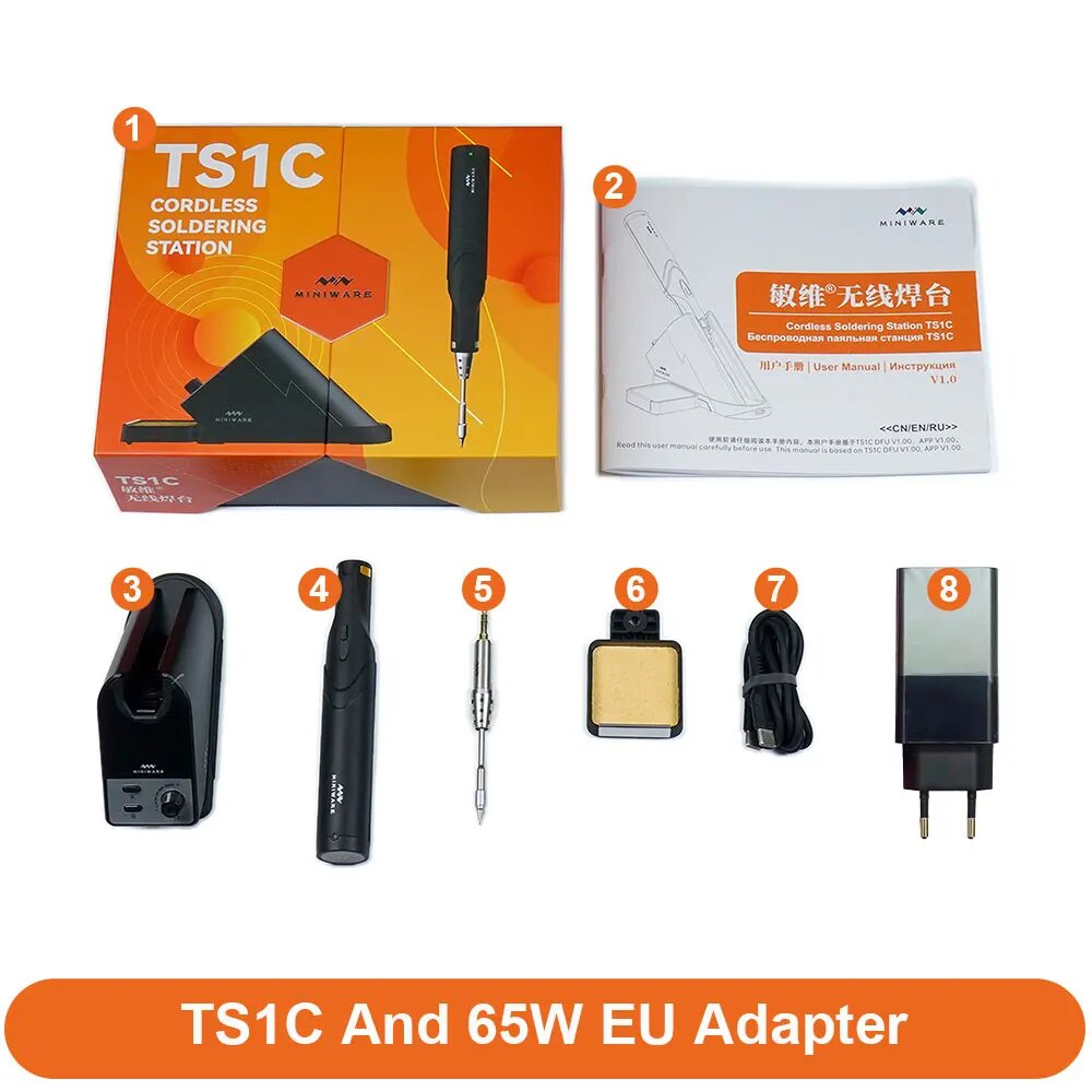 Беспроводная паяльная станция FMchip TS1C, Add 65W EU Adapter
