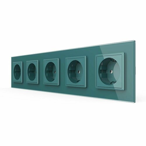 фото Электрическая розетка livolo original vl-c7c5eu-18 16a, 5 постов, зеленая, скрытый монтаж, надежное качество