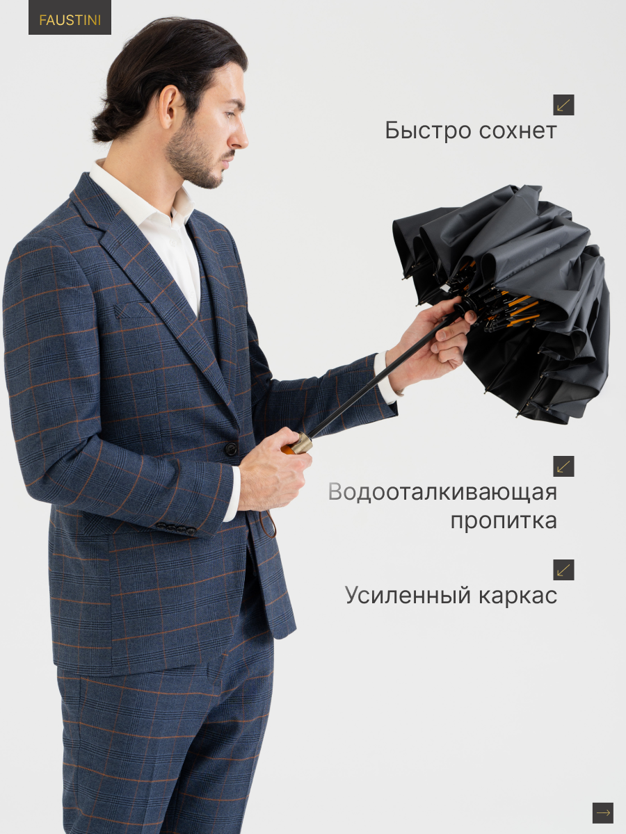 Зонт FAUSTINI, черный — фото 1