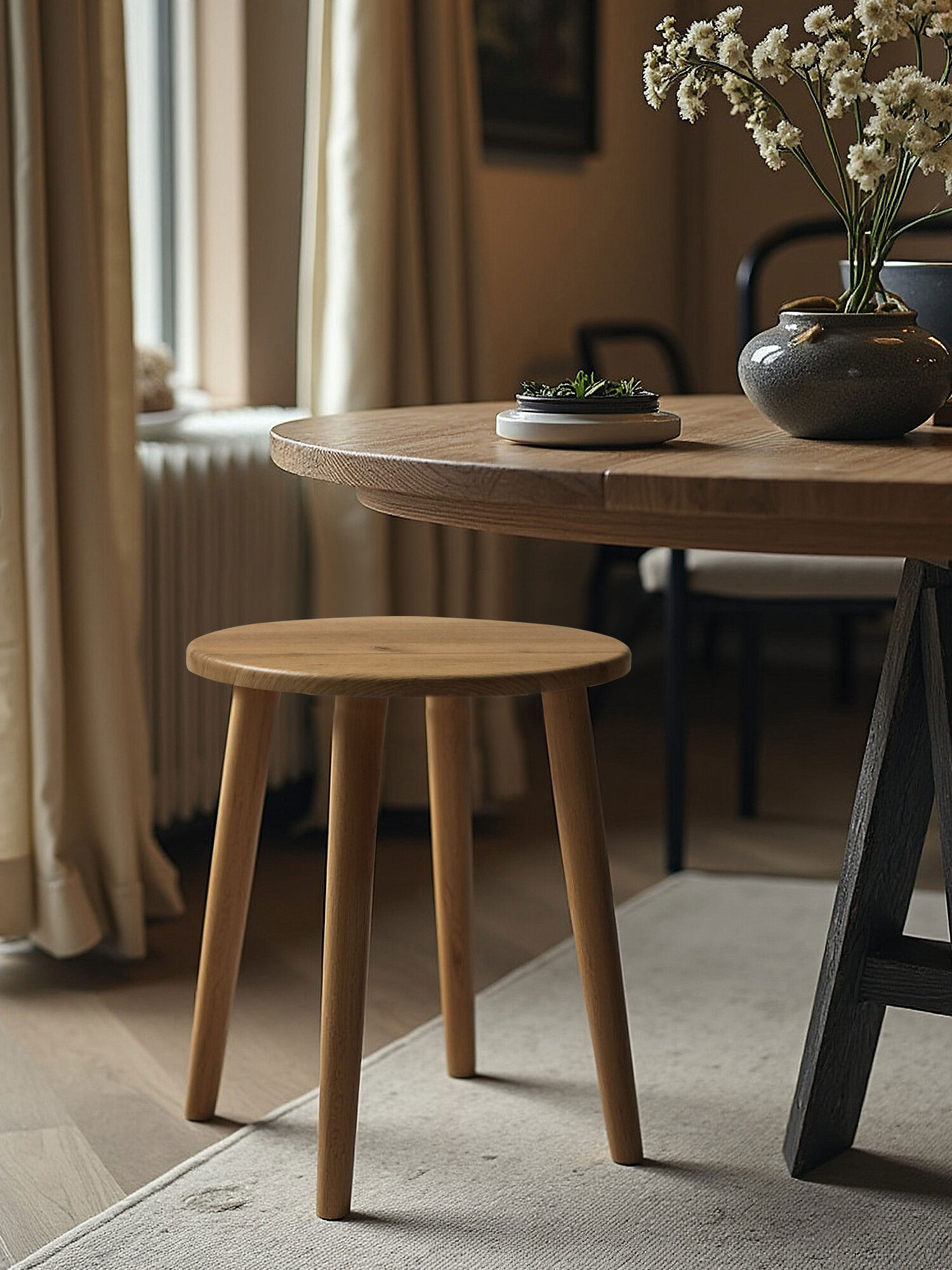 Стулья, Табуретки Xiaomi Табурет кухонный Mr.Koff, круглый, МДФ/бук, 35х35х45 см