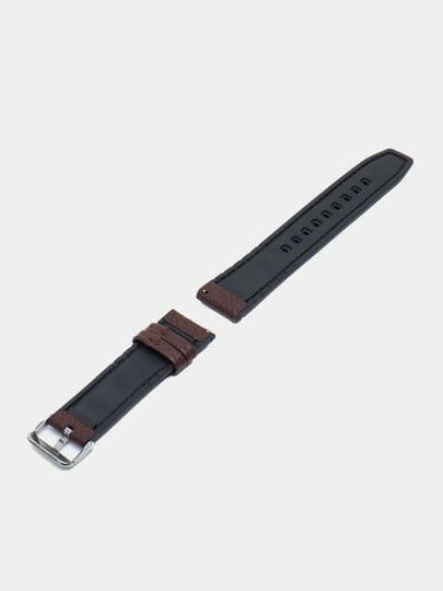 Ремешок для Samsung, Huawei, Amazfit других часов, кожаный с силиконовой подкладкой, размер 22 мм — фото 1