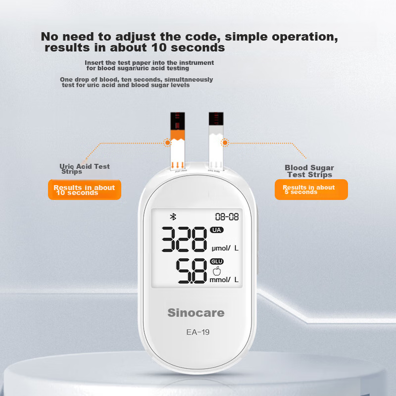 Sannuo EA19 Uric Acid And Blood Glucose Meter for Home Use 50 Blood Glucose Test Strips Compatible with EA19