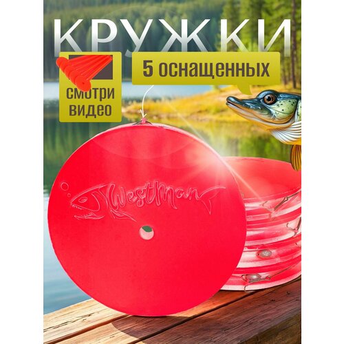 Комплект летних жерлиц кружков оснащённых на щуку 5 шт
