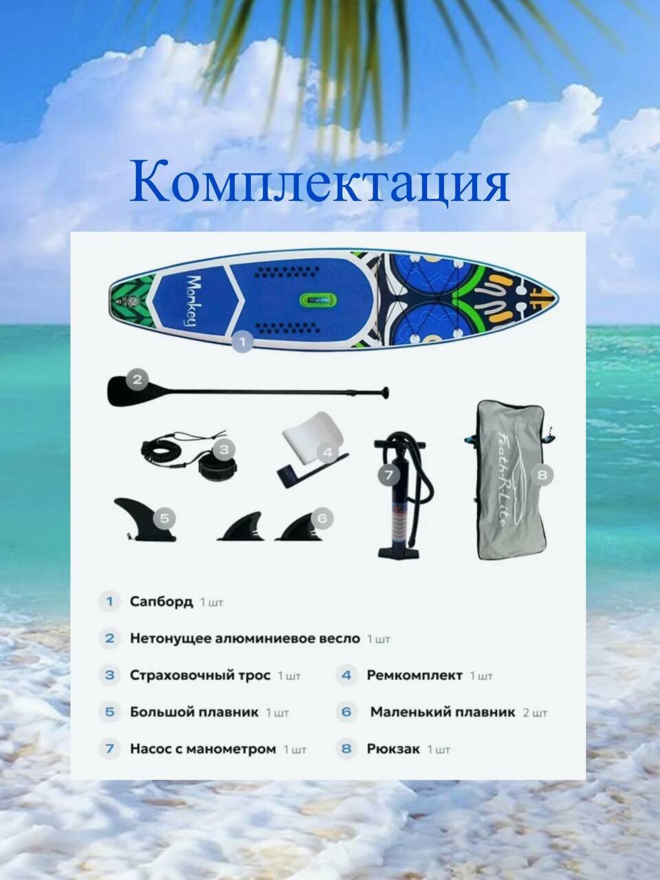 Сап борд полный комплект 350х84х15 / Sup board Monkey надувной для серфинга с веслом