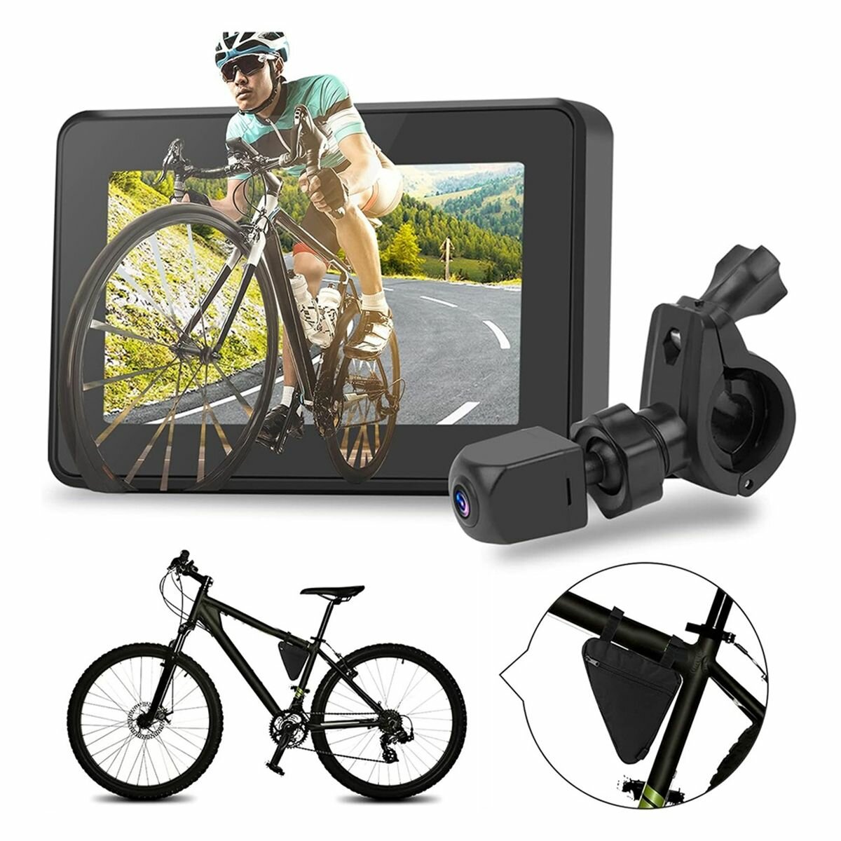 Велосипедное зеркало 1080P, камера заднего вида для велосипеда, экран 4,3 дюйма