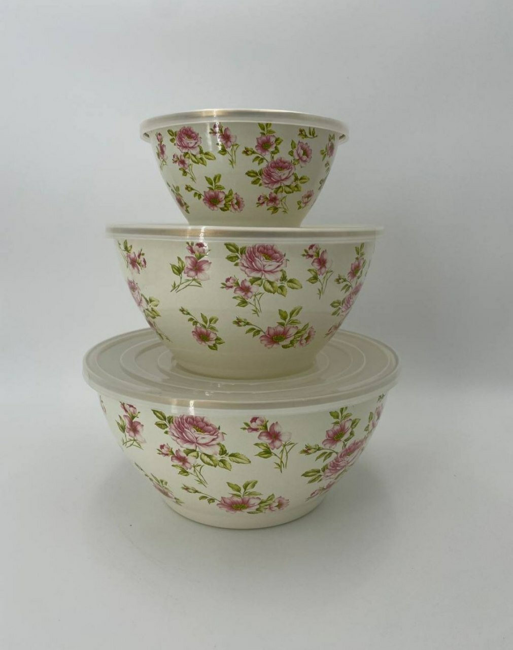 Набор эмалированных салатников, мисок с крышками 1- 2,5-4 литр.