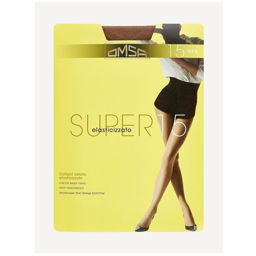 фото Колготки omsa super, 15 den, с шортиками, размер 5, бежевый, коричневый