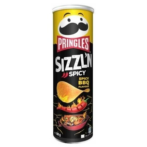 Чипсы картофельные Pringles Sizzl'n Spicy со вкусом барбекю острые 180 г (Из Финляндии)