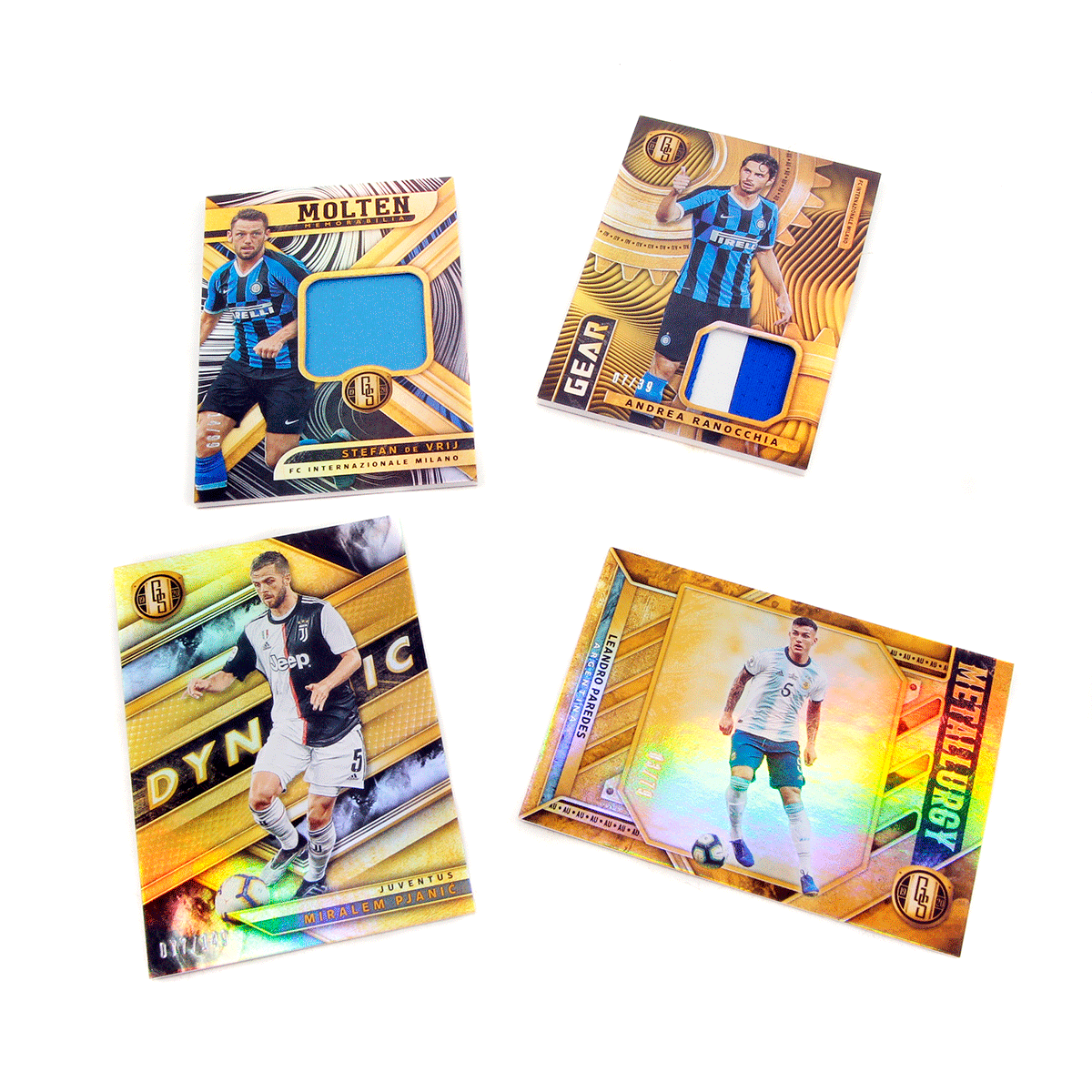 Набор из 4 коллекционных карточек Panini Gold Standard Metallurgy 2019-20