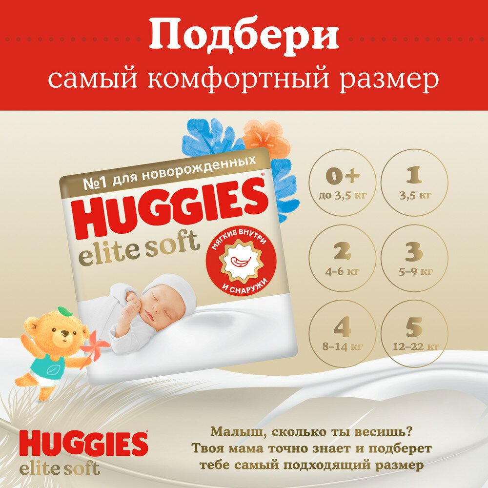 Подгузники Huggies Elite Soft 0+ (до 3,5 кг), 50 шт. - фото №16