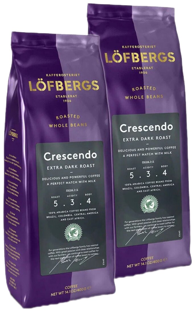 Кофе в зернах Löfbergs Crescendo (Крещендо), 2x400г - фотография № 1