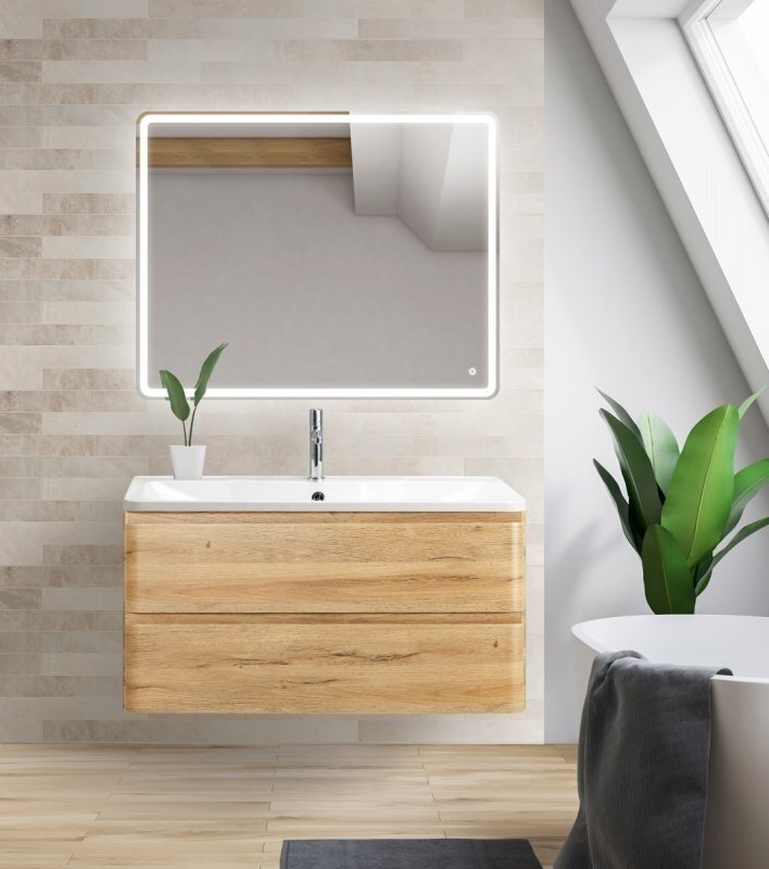 Мебель для ванной подвесная BelBagno ALBANO 90 см, Rovere Rustico - фотография № 9