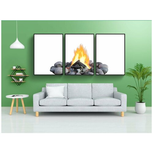 фото Набор модулных постеров для интерьера "костер, курить, отдых на природе" 60x90 см. в тубусе, без рамки lotsprints