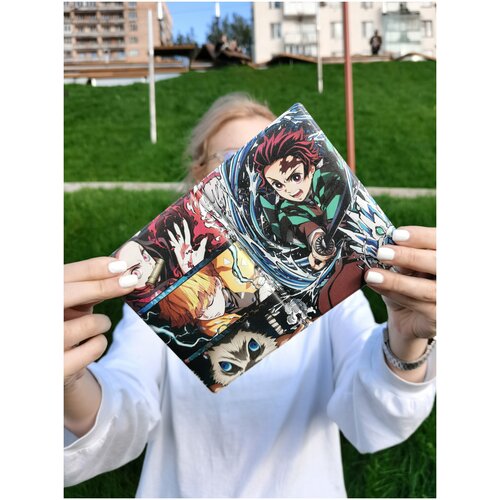 Обложка на паспорт с принтом аниме /Клинок, рассекающий демонов / Demon Slayer / Танджиро / Недзуко / Незуко / Иноске