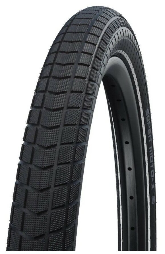 Покрышка для велосипеда Schwalbe Super Moto-X 27.5x2.40, защита от проколов GreenGuard толщиной 3 мм, Black-Reflex