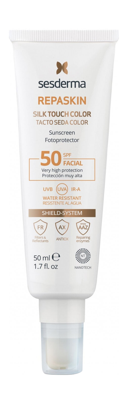 Солнцезащитное средство для лица с тонирующим эффектом Sesderma Repaskin Silk Touch Colour Facial Sunscreen SPF 50 /50 мл/гр.