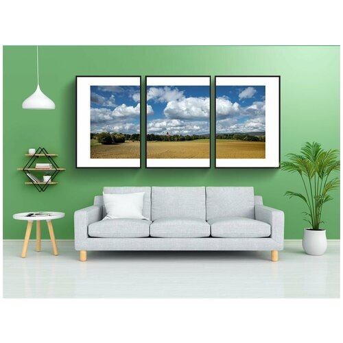 фото Набор модулных постеров для интерьера "ферма, земля, облака" 60x90 см. в тубусе, без рамки lotsprints