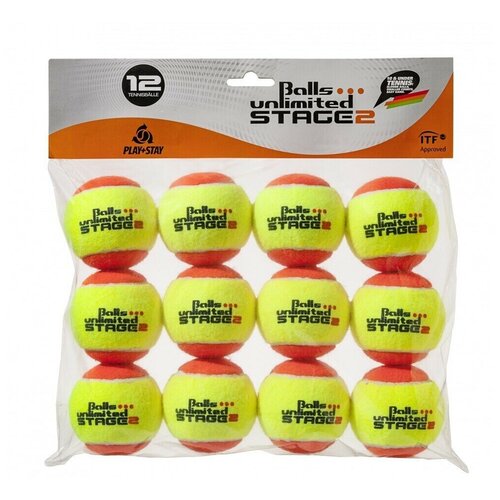 Теннисные мячики оранжевые Balls unlimited Stage 2 уровень 2, 12 шт в упаковке