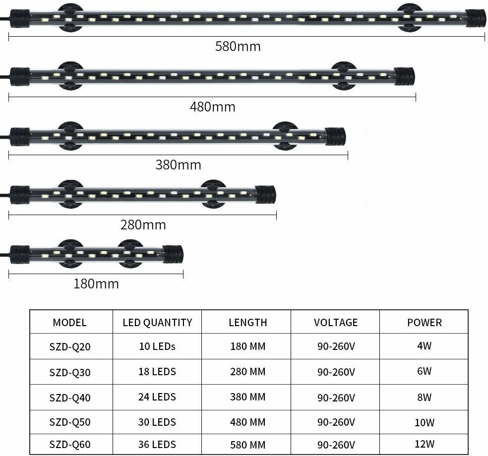Погружная лампа, водонепроницаемый светильник для аквариума SevenMaster SZD-Q40CF