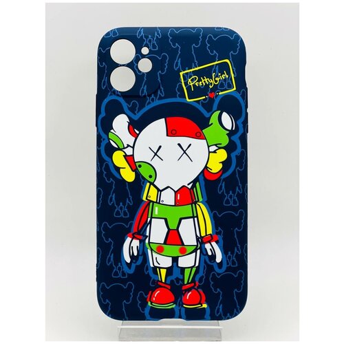 Силиконовый чехол для iPhone 11 Luxo Kaws/ Чехол светящиеся в темноте чехол на айфон 11 противоударный прозрачный сиреневый iphone 11 чехол