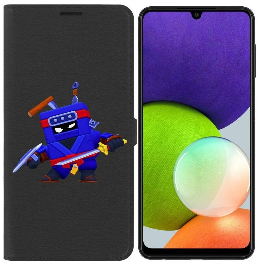 Чехол книжка Krutoff Эко Book для Samsung Galaxy M22 (M225) Brawl Stars-Ниндзя Эш (черный)