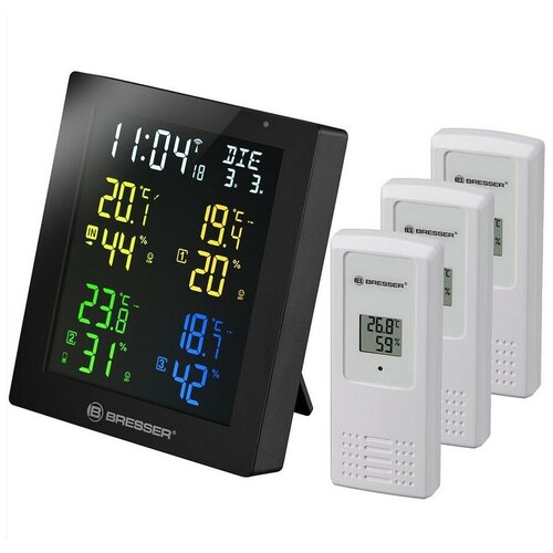 Метеостанция Bresser ClimaTemp Hygro Quadro с тремя датчиками черная 1199000₽