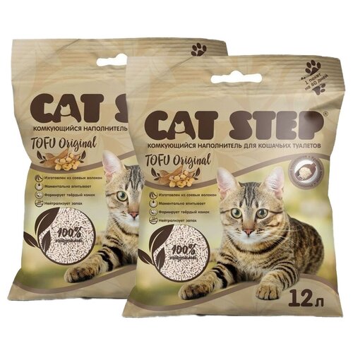 CAT STEP TOFU ORIGINAL - Кэт степ наполнитель комкующийся для туалета кошек (12 + 12 л)