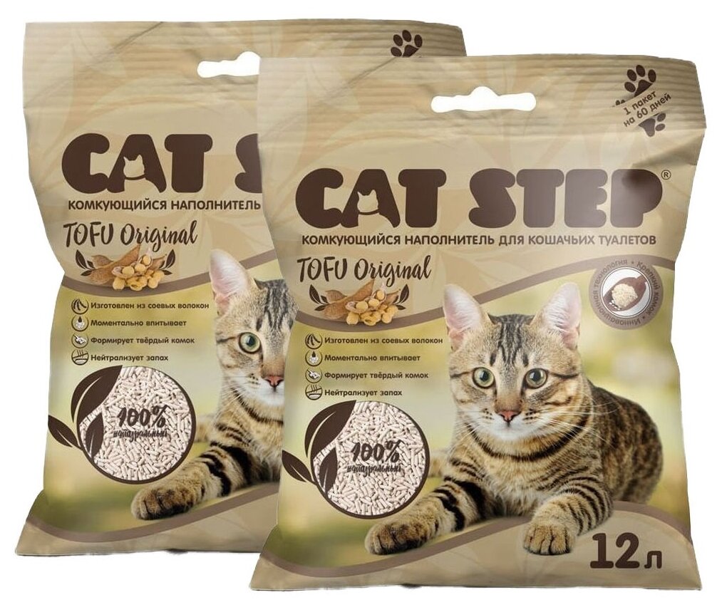 CAT STEP TOFU ORIGINAL - Кэт степ наполнитель комкующийся для туалета кошек (12 + 12 л)