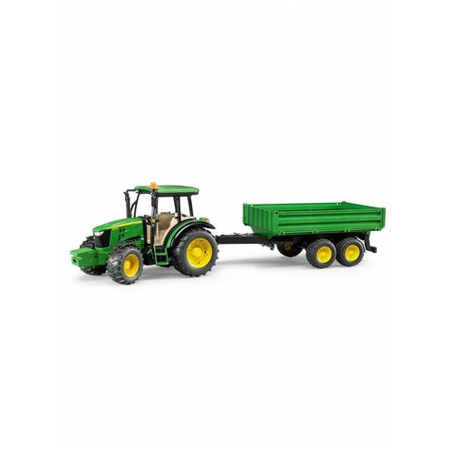 Трактор John Deere 5115M с прицепом, Bruder трактор bruder john deere c прицепом с манипулятором 03 054 1 16 77 см красный зеленый желтый