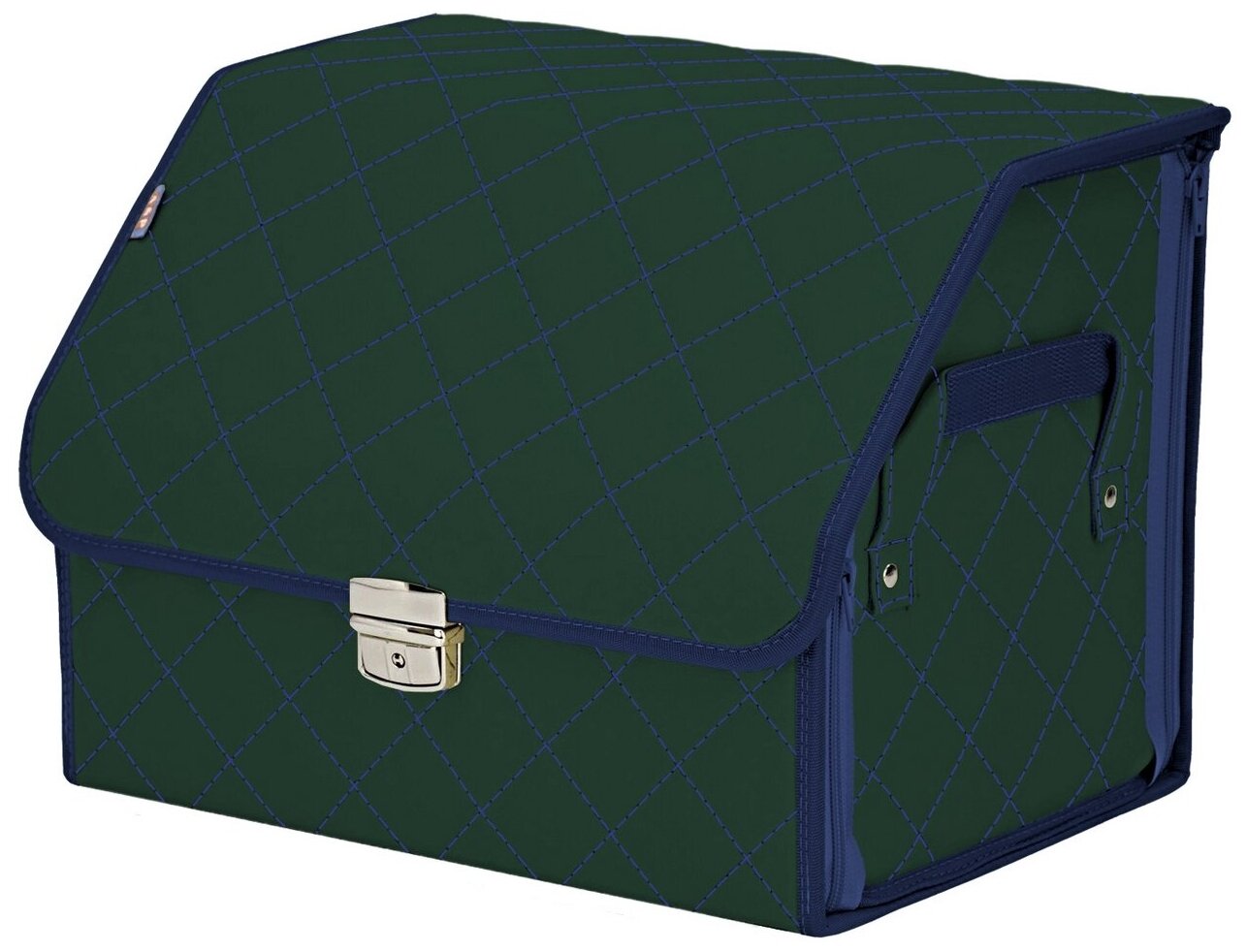 Органайзер-саквояж в багажник "Союз Премиум" (размер M). Цвет: зеленый с синей прострочкой Ромб.
