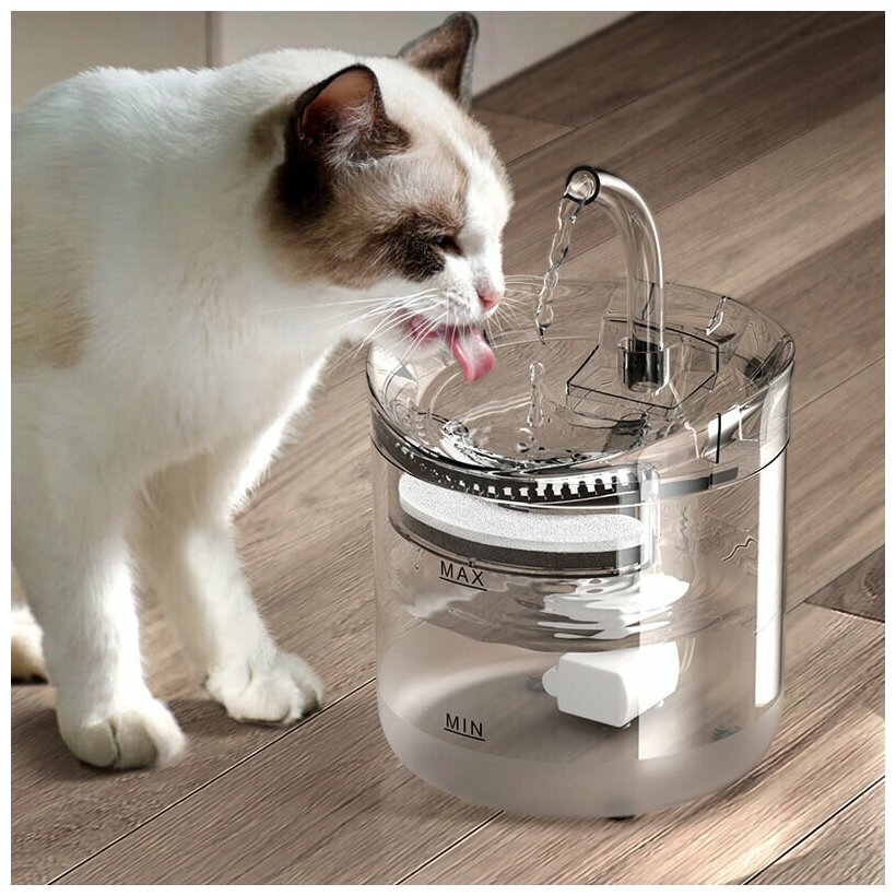 Автоматическая поилка для кошек, фонтан объемом 1.8 литра с фильтром, автопоилка для кошек - фотография № 5