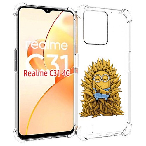 Чехол MyPads Миньон с бананами для OPPO Realme C31 задняя-панель-накладка-бампер