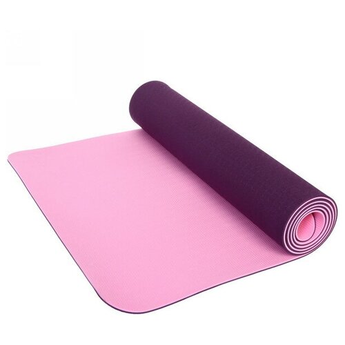 Коврик для йоги 6мм 61*183 см Гармония 2х сторонний, фиолетовый/розовый