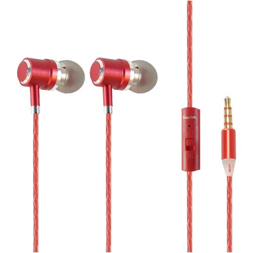 Наушники внутриканальные FaisON HP-25 Twisted силикон алюминий микрофон кнопка ответа кабель 11м цвет красный серебрянный 27400₽