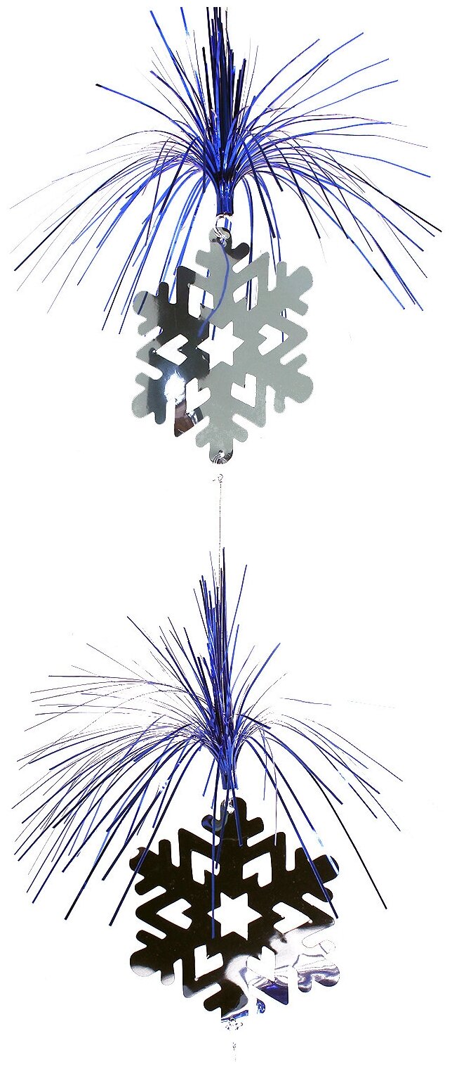 Гирлянда-каскад вертикальная Снежинки серебро-синяя