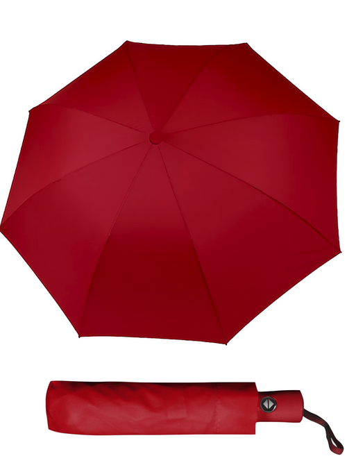 Зонт-шляпка UNIPRO, полуавтомат, 3 сложения, купол 110 см., 8 спиц, система «антиветер», чехол в комплекте, красный