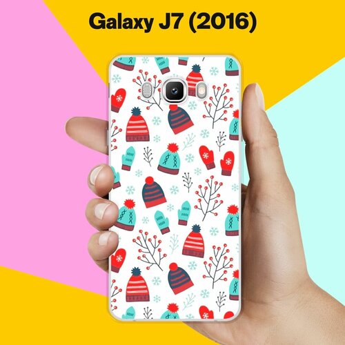 Силиконовый чехол на Samsung Galaxy J7 (2016) Узор зимний / для Самсунг Галакси Джей 7 (2016) матовый силиконовый чехол дед мороз в венке на samsung galaxy j7 2016 самсунг галакси джей 7 2016