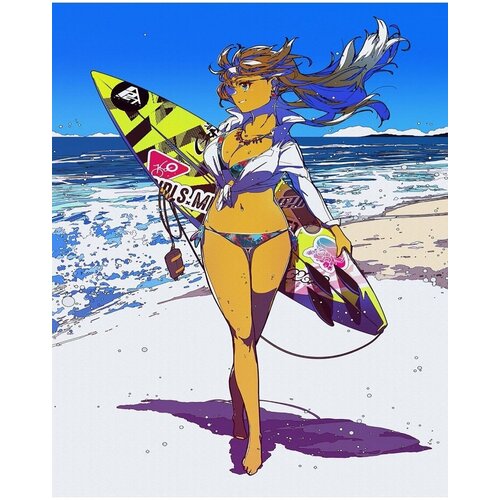 Картина по номерам Аниме Девушка на пляже 40х50 см