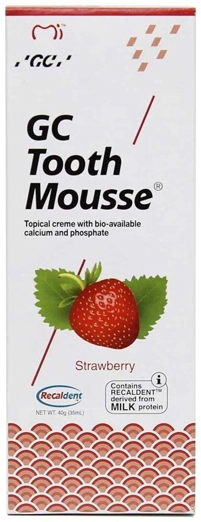 Изображение Реминерализирующий гель GC Tooth Mousse Тус Мусс Клубника 40г. (35мл.) США с Капами Oralix
