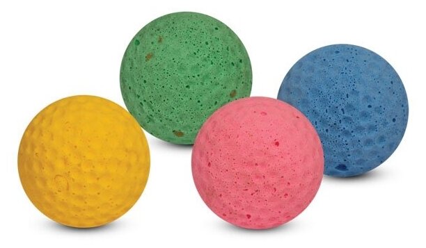 Triol игрушка для кошек "Мяч для гольфа", d 40 мм, упаковка 4 шт - фотография № 1