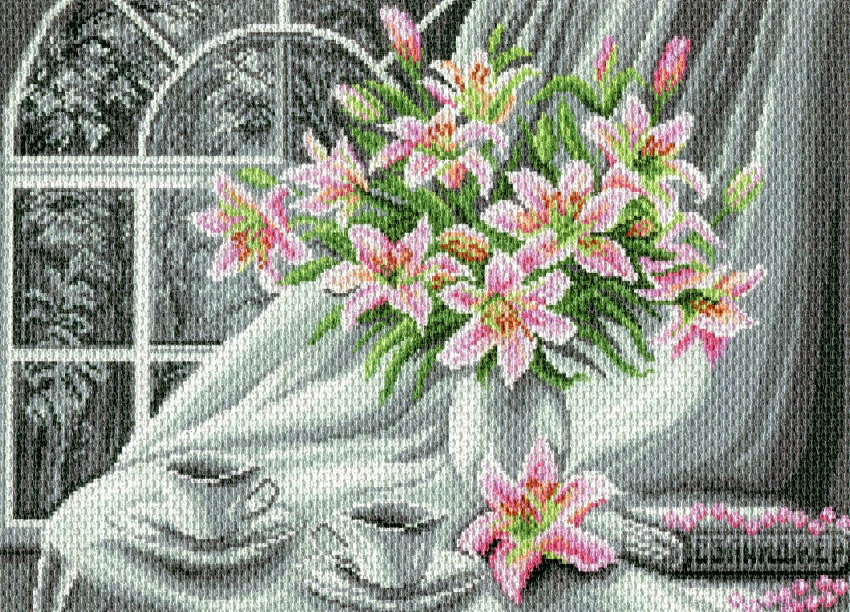 Канва с нанесенным рисунком Матренин Посад "Белоснежное утро", для вышивания крестом, 28х39 см