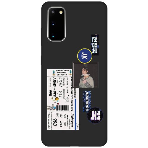 Матовый чехол BTS Stickers для Samsung Galaxy S20 / Самсунг С20 с 3D эффектом черный матовый чехол bts stickers для samsung galaxy s20 fe самсунг с20 фе с 3d эффектом черный