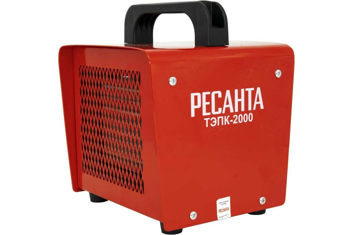 Электрическая тепловая пушка, РЕСАНТА, 2000 Вт, квадратная, красного цвета - фотография № 1